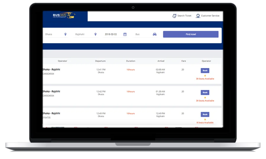 online bus ticket management system